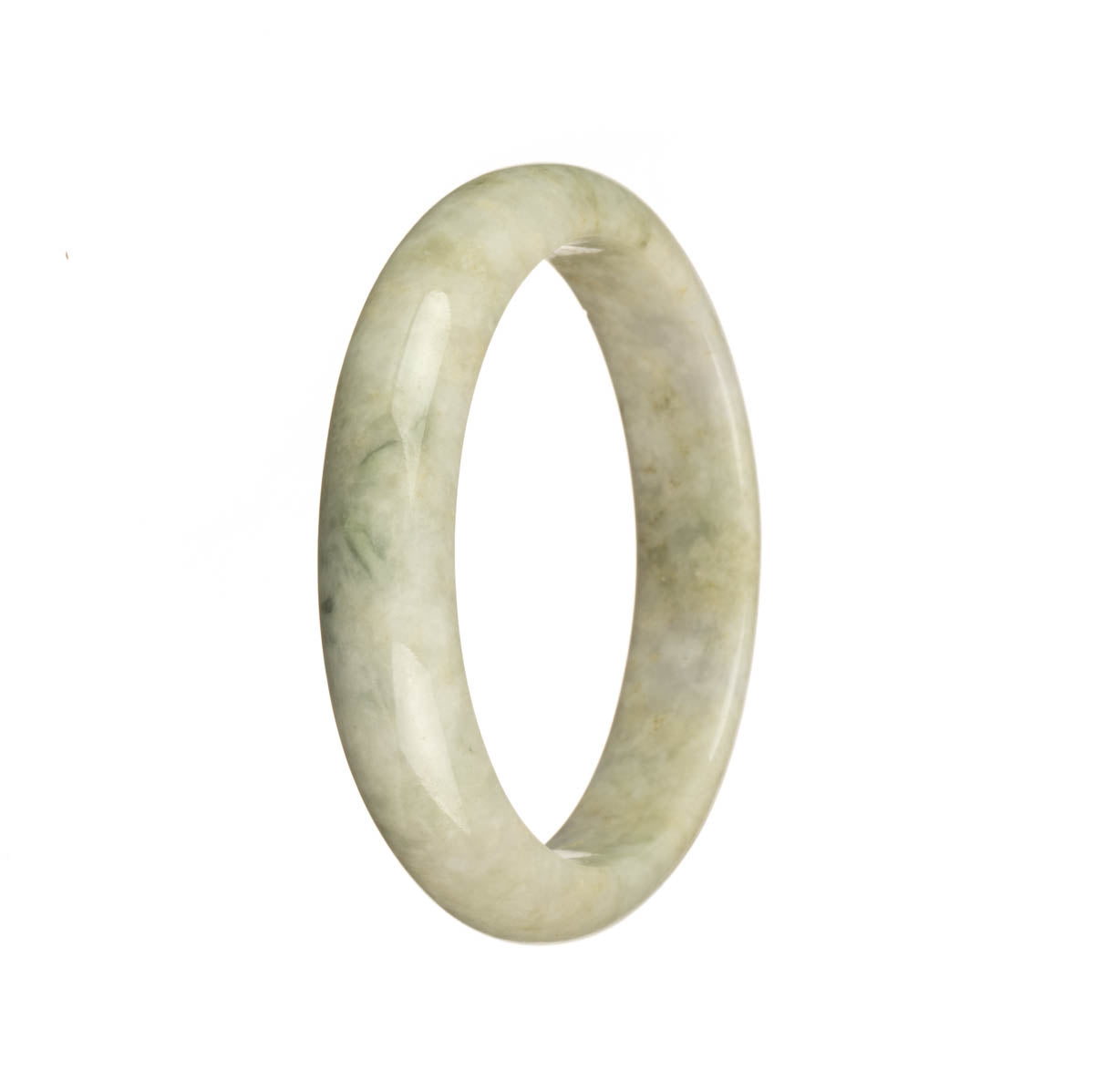Genuine Natural Grey Burma Jade Bangle - 54mm Half Moon