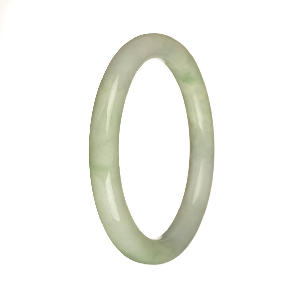 Genuine Grade A Light Green and Pale Green Burmese Jade Bracelet - 55mm Petite Round