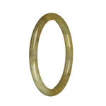 A delicate round bangle bracelet made of real untreated light grey and yellow jade, measuring 61mm in size. Perfect for adding a touch of elegance to any outfit.