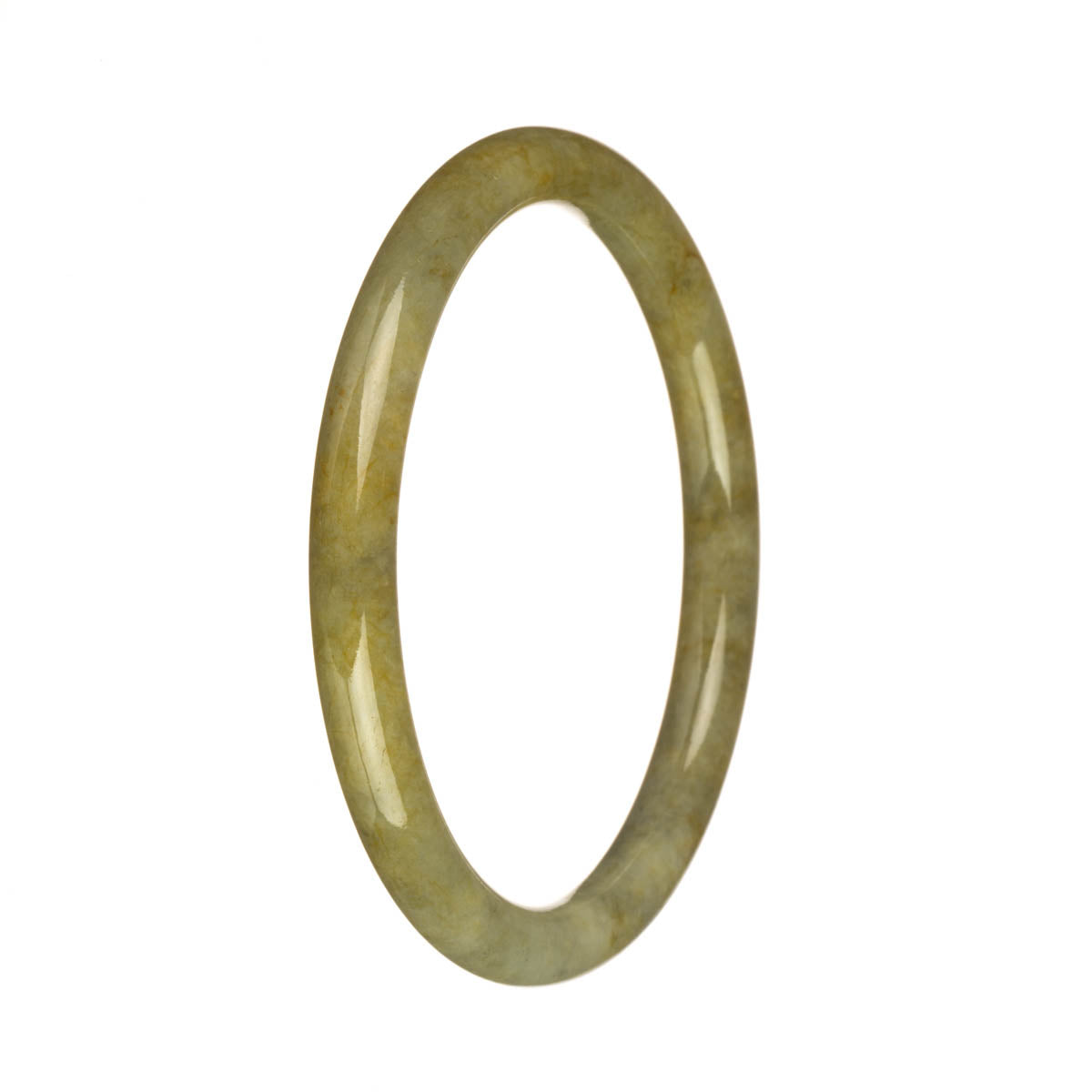 Genuine Grade A Light Grey and Yellow Traditional Jade Bracelet - 61mm Petite Round
