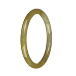 Close-up of a light grey and yellow traditional jade bracelet, featuring a petite round design. The bracelet is made of genuine grade A jade, exuding elegance and sophistication.