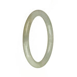 A small round jade bracelet with a natural white color and green spots.