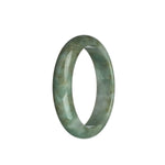 Authentic Grade A Green and Grey with Brown Patterns Traditional Jade Bangle - 57mm Half Moon