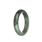 Genuine Grade A Grey with Brown Spots Jadeite Bracelet - 57mm Half Moon