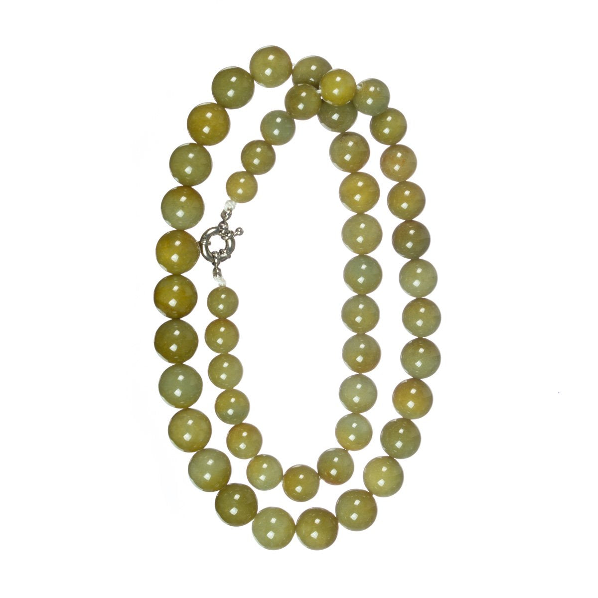 Brownish Green Jadeite Jade Bead Necklace