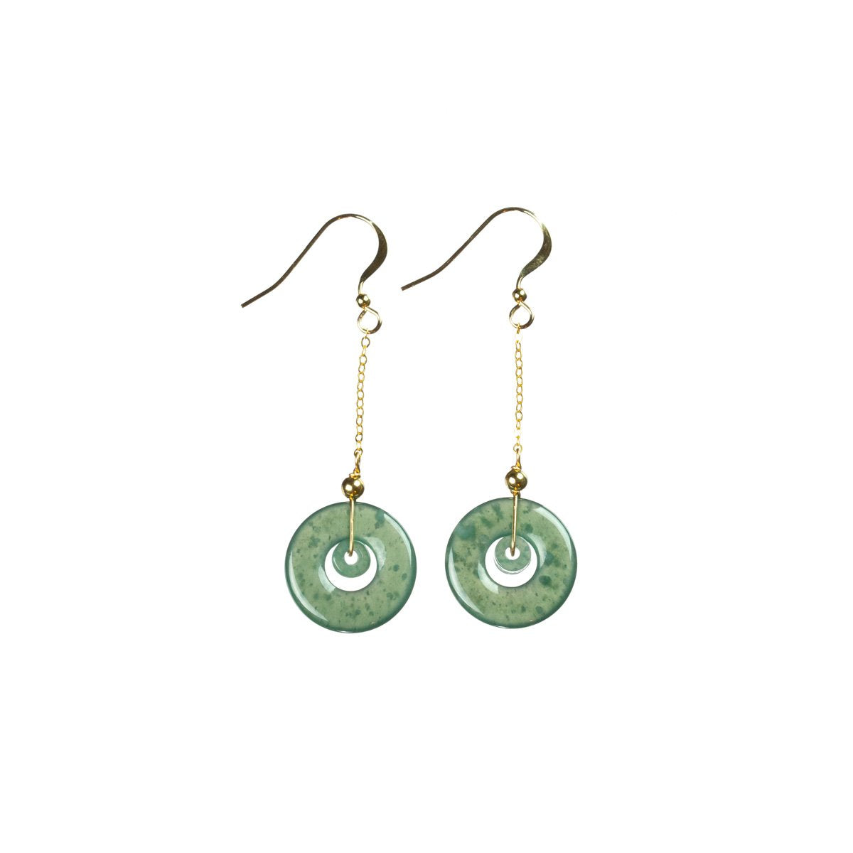 Icy Bluish Green Jade Gold Drop Earrings