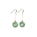 Icy Bluish Green Jade Gold Drop Earrings