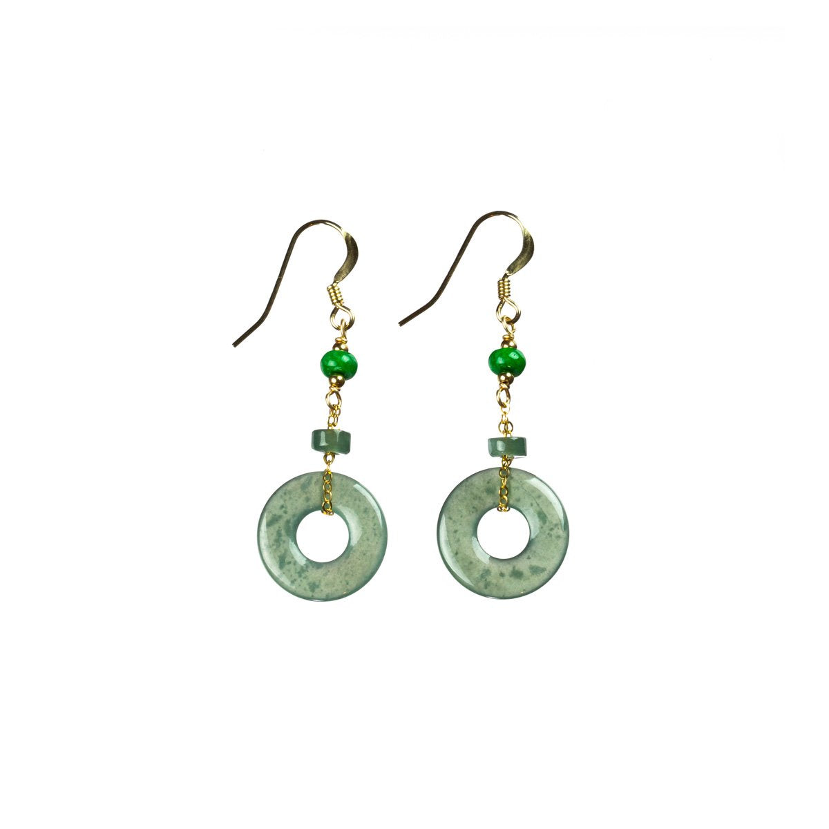 Icy Bluish Green Jade Gold Drop Earrings