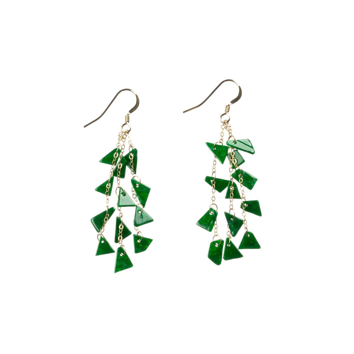 Imperial Green Jade Gold Drop Earrings