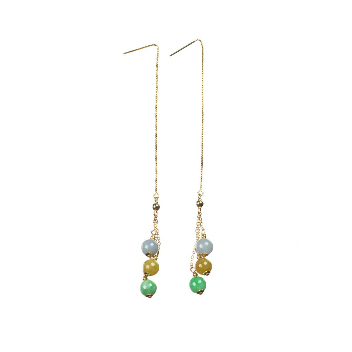Mixed: Green Lavender Yellow Jade Gold Drop Earrings