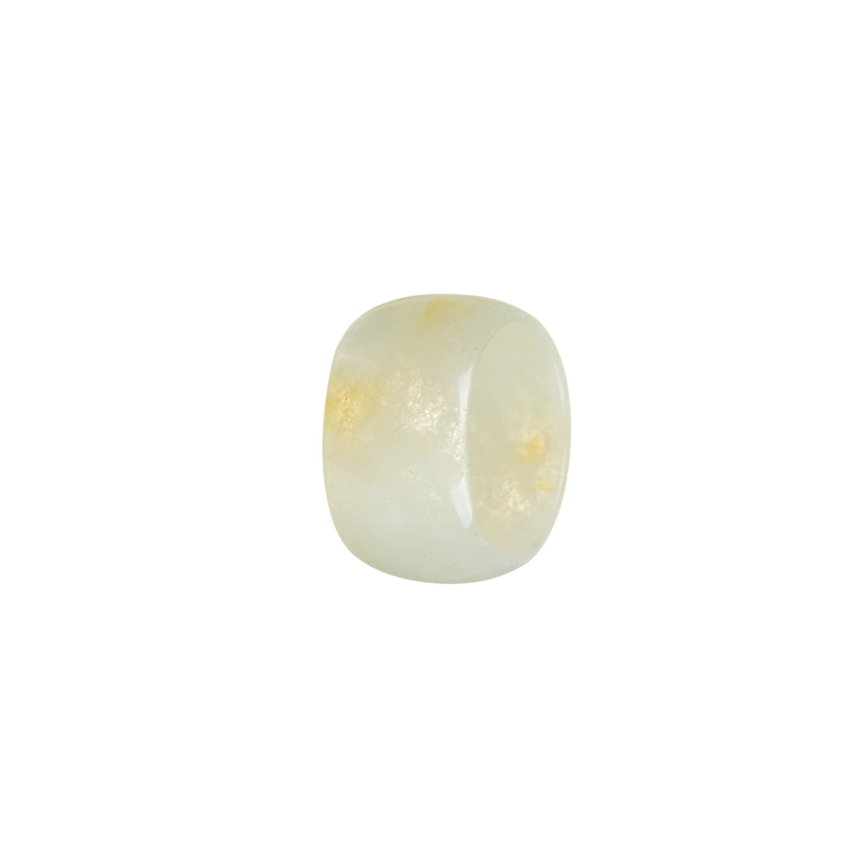 Real Yellow with White Burma Jade Band - Size R 1/2