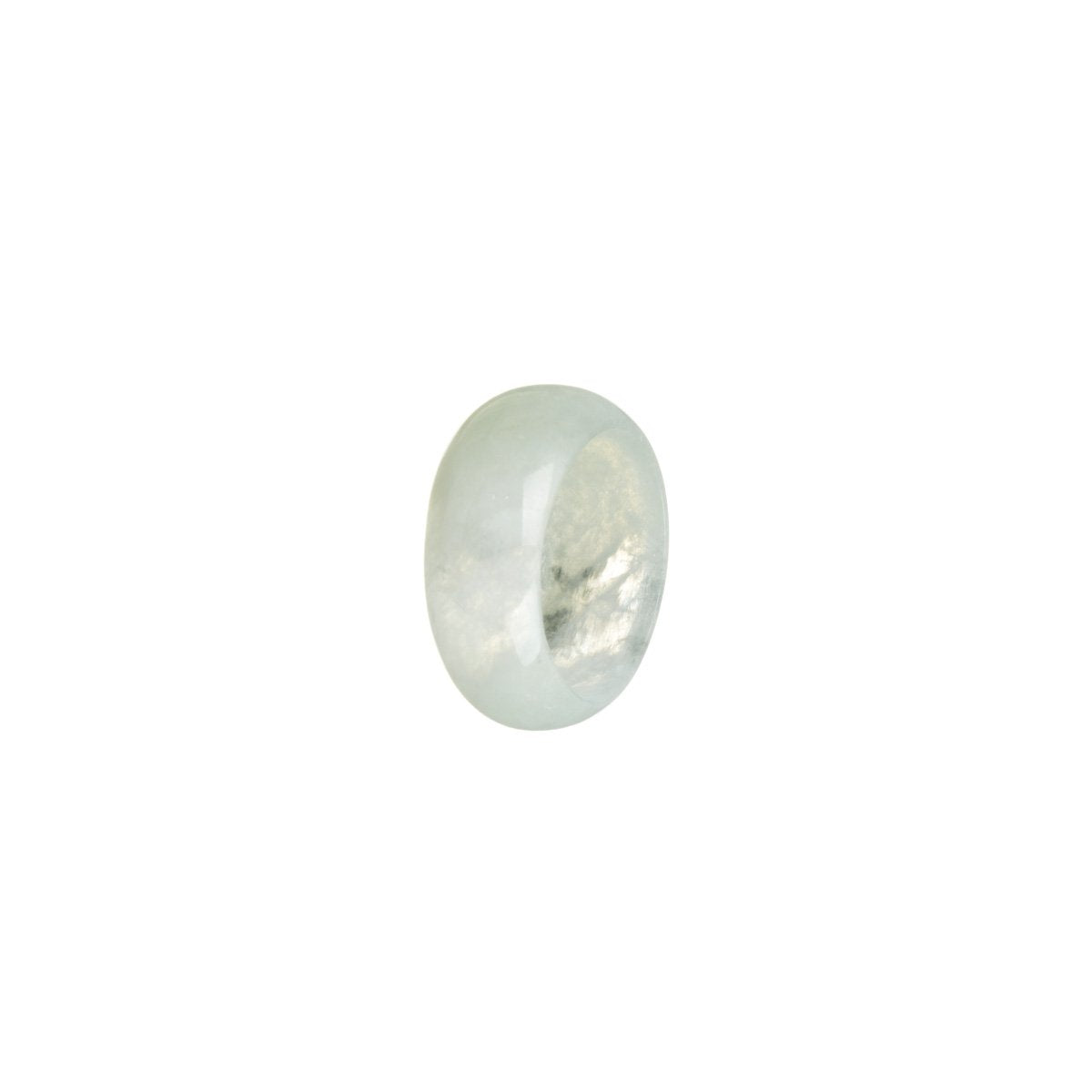 Certified White with Light Green Burmese Jade Band - Size N