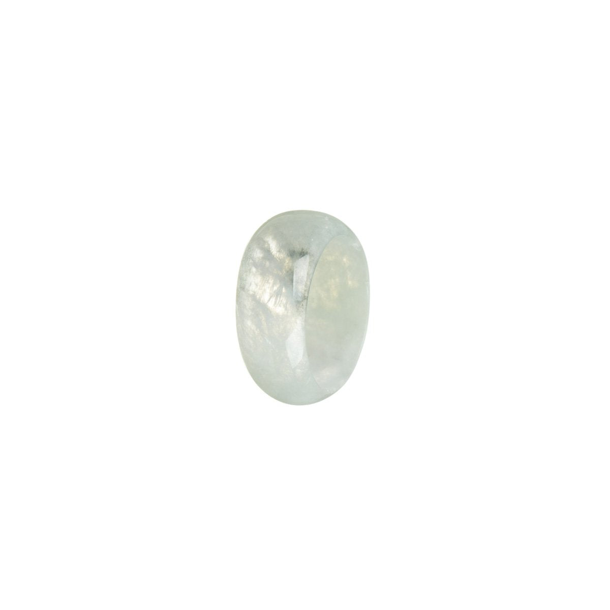 Certified White with Light Green Burmese Jade Band - Size N