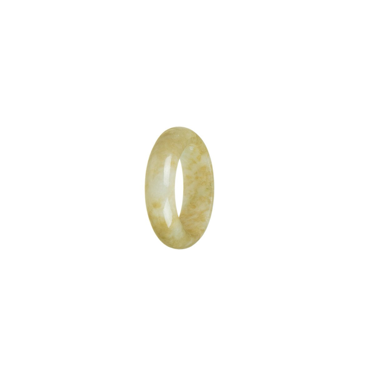 Genuine White with Brown Burma Jade Band - Size L 1/2