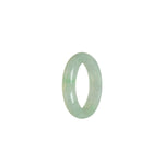 Real Icy White with Apple Green Burma Jade Ring - Size S