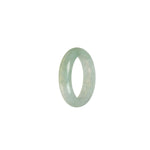 Real White with light green Jadeite Jade Band - Size S 1/2