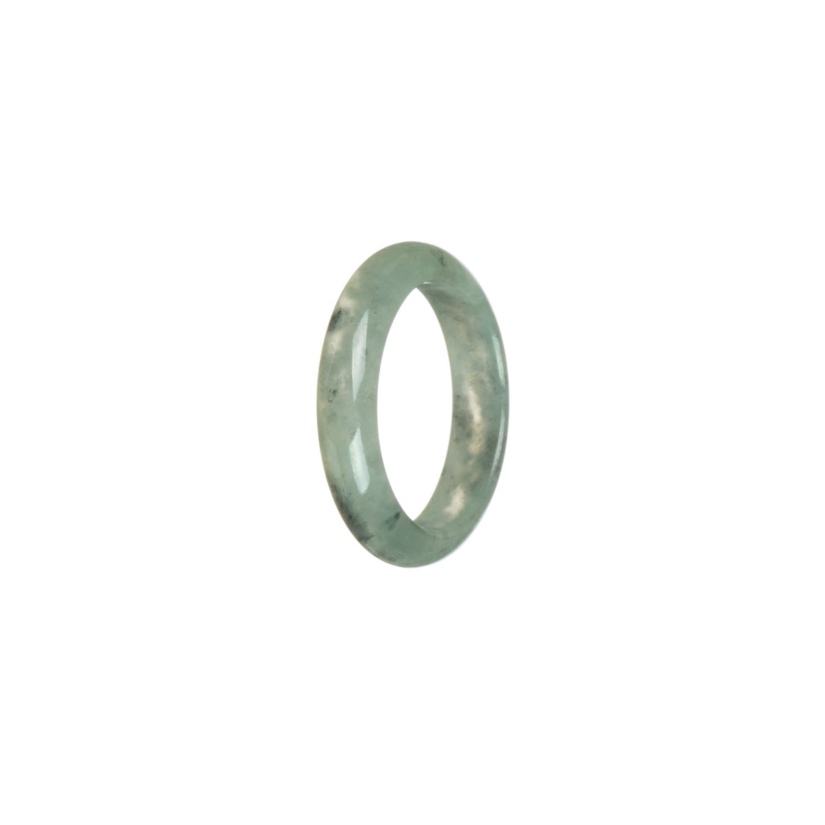 Genuine Icy Greyish green with grey Jade Ring - Size S