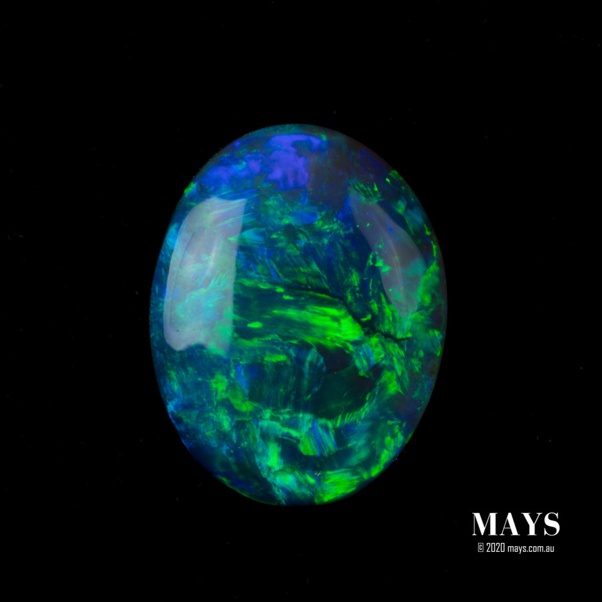 1.11ct Bright Green and Blue Solid Opal from Australia - MAYS