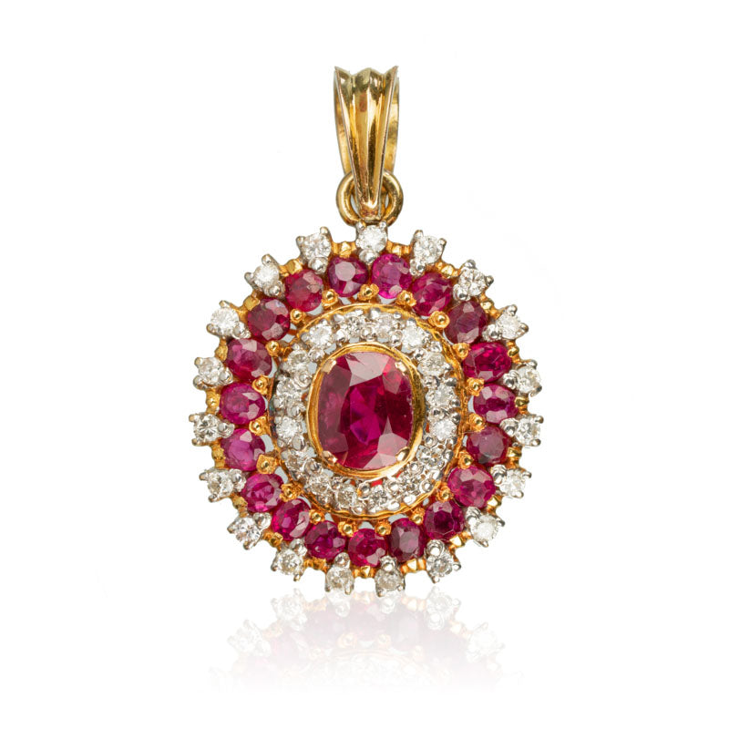1.20ct Unheated Burmese Ruby Pendant with Diamonds - MAYS