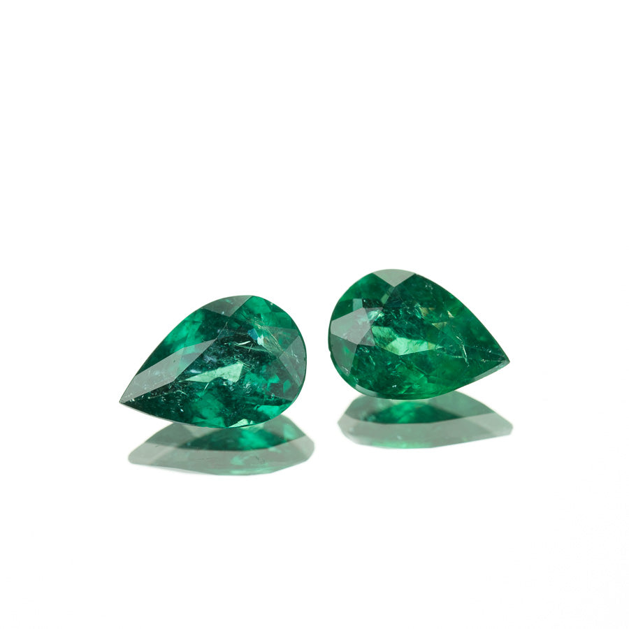 3.58ct Brazilian Emerald Pear Shape Pair - MAYS