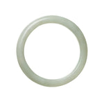 A pale green traditional jade bangle bracelet with a semi-round shape, measuring 59mm in diameter.