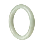 A pale green Burmese jade bracelet with a semi-round shape, measuring 59mm. The bracelet is authentic and made of Type A jade.