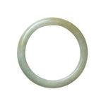 A pale green jadeite bangle with a semi-round shape, measuring 57mm in size. It is certified as Grade A and is from the MAYS™ collection.