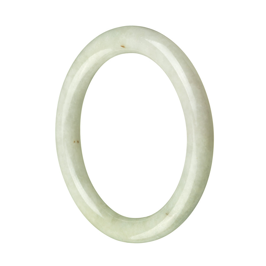 A round bangle made of genuine, untreated pale green lavender Burmese jade, measuring 59mm in diameter.