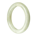 A pale green Burma Jade bangle, 60mm in diameter, with a semi-round shape. This authentic Grade A jade bracelet is a stunning piece from MAYS™.