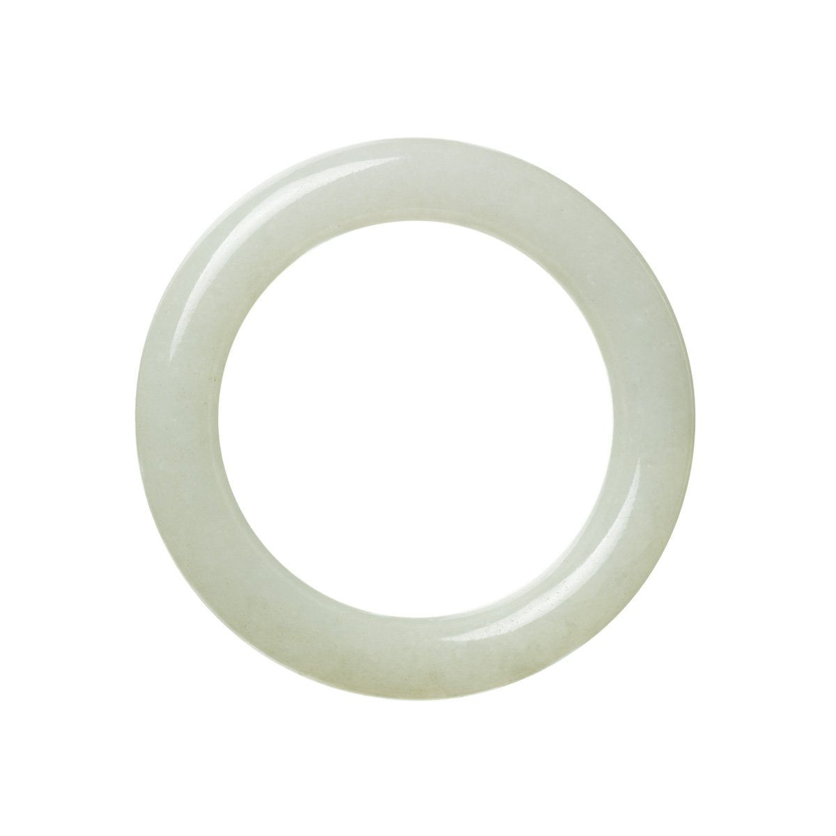 A round, certified natural pale green jade bracelet, measuring 52mm in diameter. MAYS GEMS.