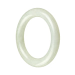 A round pale green jadeite bangle bracelet, measuring 52mm in diameter.