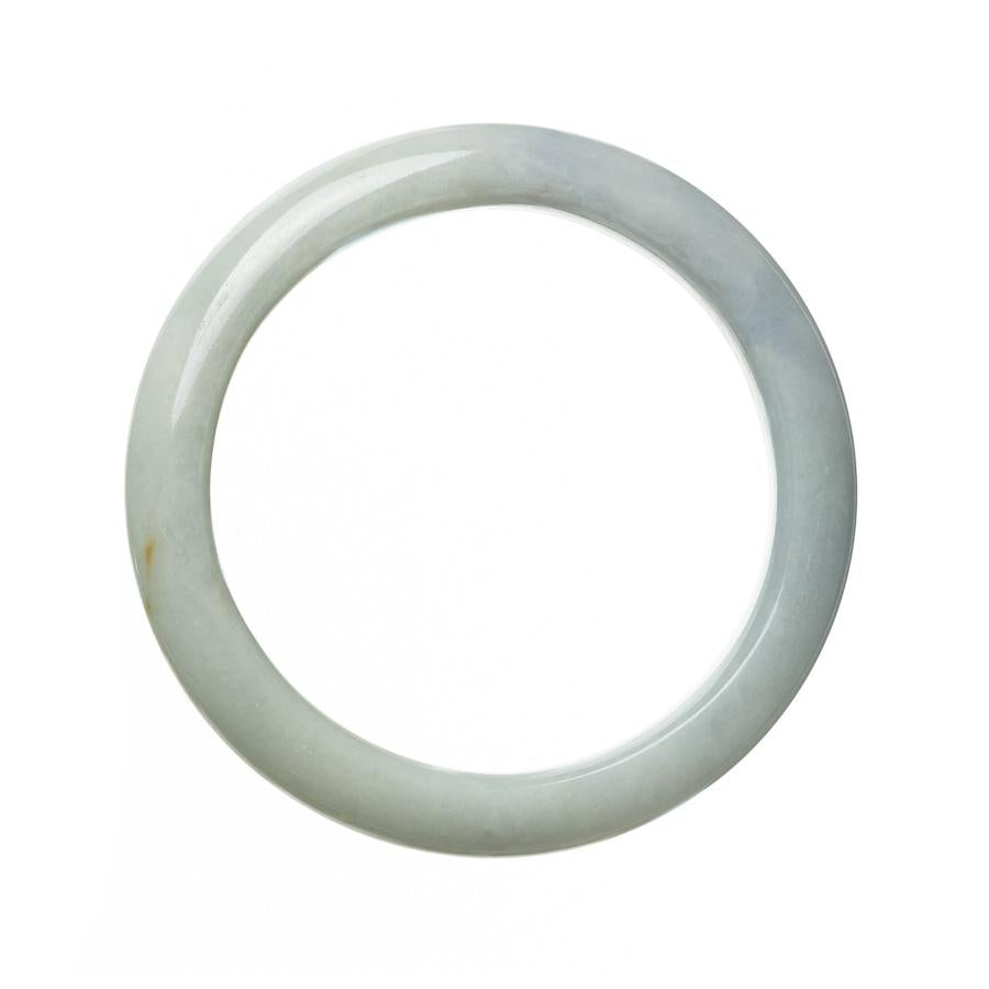 A pale green lavender jadeite bracelet with genuine grade A quality. The bracelet is 63mm in size and semi-round in shape. The brand is MAYS.