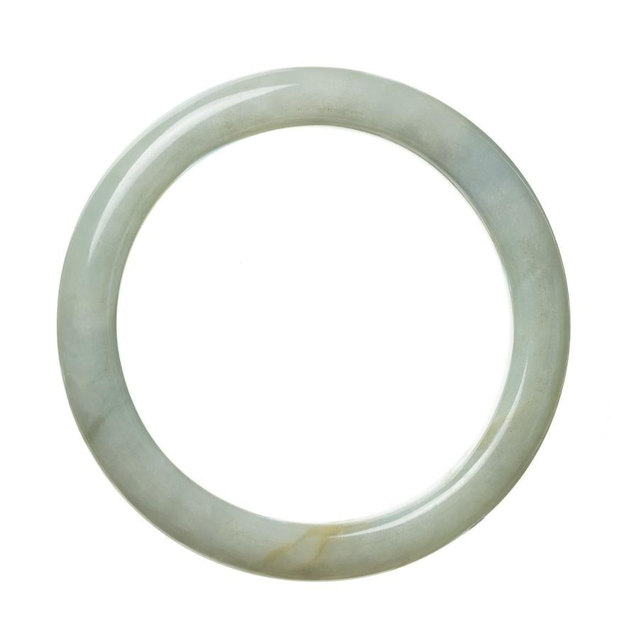 A pale green traditional jade bangle bracelet with a semi-round shape, measuring 62mm.