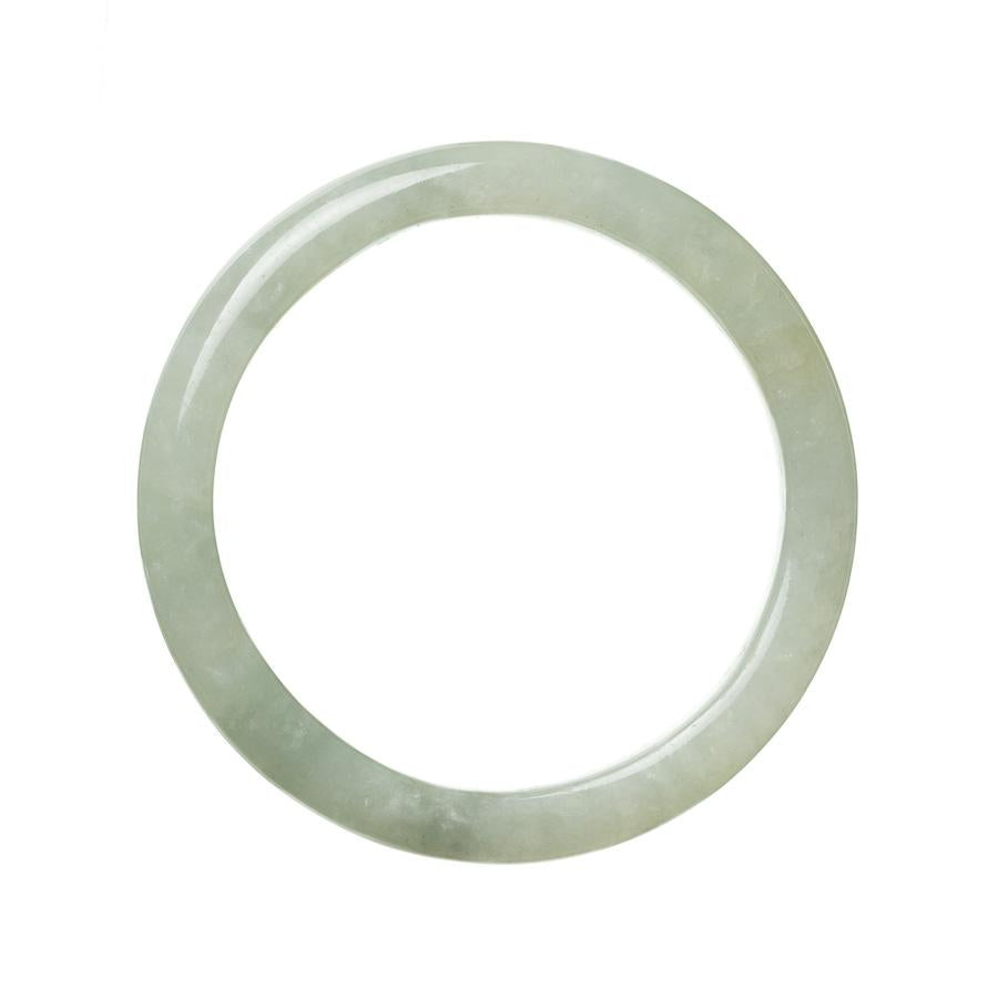 An image of a beautiful green jade bracelet with a semi-round shape, measuring 63mm in size. This authentic and natural piece is crafted with care and showcases the timeless beauty of jade. A stunning addition to any jewelry collection.