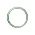 A light green Burmese jade bangle with a half moon shape, measuring 57mm in diameter.