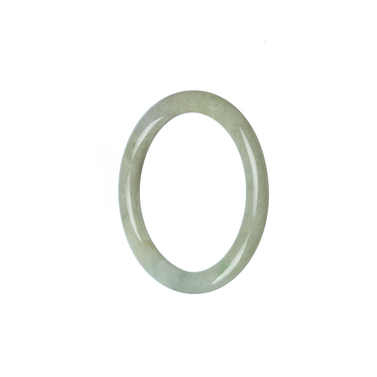 A close-up photo of a delicate round jadeite bracelet, featuring green and white hues. The bracelet is designed for a child and is made with genuine natural jadeite.