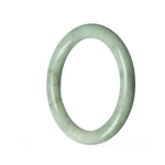 A round green Burmese jade bangle bracelet with a 55mm diameter, certified as untreated and sourced from MAYS GEMS.