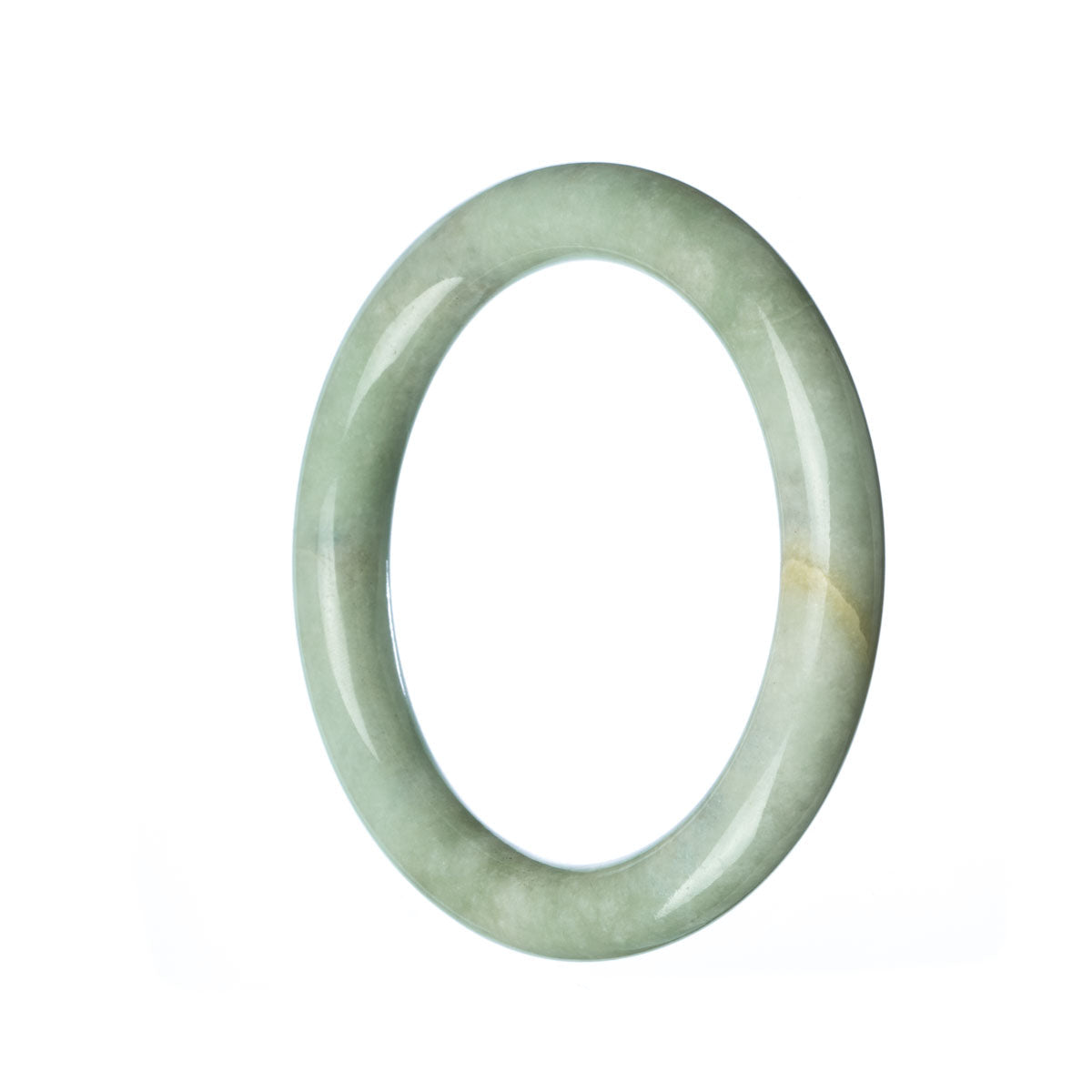 A round, 55mm genuine Grade A green jade bangle from MAYS GEMS.