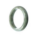 An exquisite pale green Burmese jade bangle bracelet, certified as Grade A quality. The bracelet features a 59mm half moon shape, showcasing the beauty of the jade. A stunning piece from MAYS GEMS.