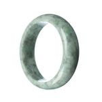 A grey jade bangle bracelet with a half moon shape, MAYS brand, made from genuine Grade A traditional jade.