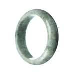 A close-up photo of a grey jade bracelet with a half-moon shape, showcasing its authentic, untreated beauty.