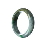 A close-up image of a genuine untreated grey green jadeite bracelet. The bracelet is in the shape of a 55mm half moon and is sold by MAYS.