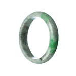 A half-moon shaped grey green jade bangle, featuring authentic Grade A jade.