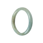 A close-up image of a genuine natural green jadeite jade bracelet. The bracelet features a 55mm half moon design and is sold by MAYS GEMS.