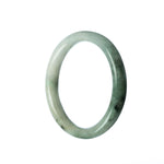 An elegant white green jadeite jade bracelet with a certified Grade A quality. The bracelet features semi-round beads measuring 56mm in size. Crafted by MAYS GEMS.