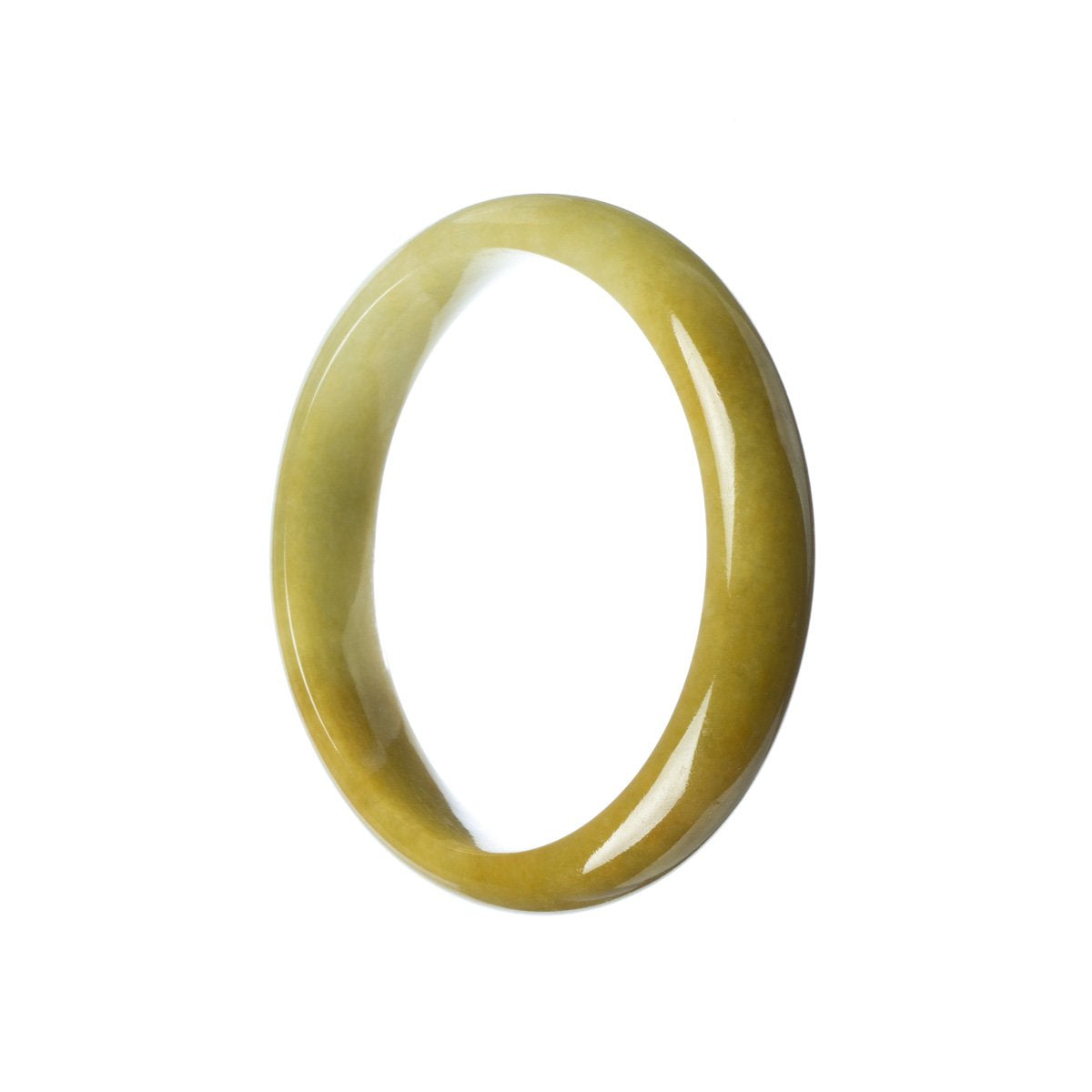 A stunning half-moon shaped Burmese Jade bangle, measuring 57mm in size. Expertly crafted from genuine Grade A brown jade, this exquisite piece from MAYS GEMS is a true gemstone treasure.