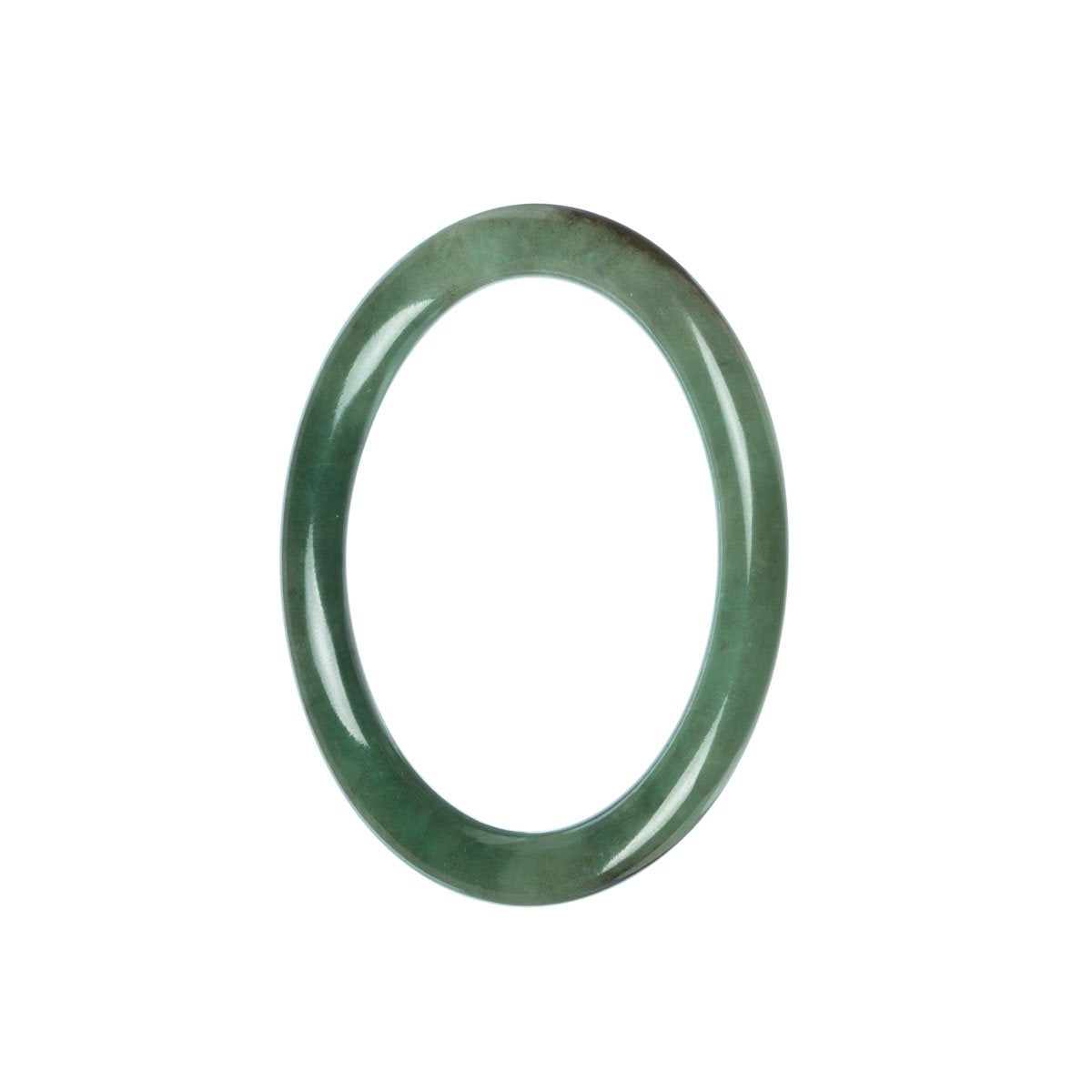 A small, round green jadeite bangle bracelet with a certification of Grade A quality. Perfect for those who prefer a petite and delicate accessory.
