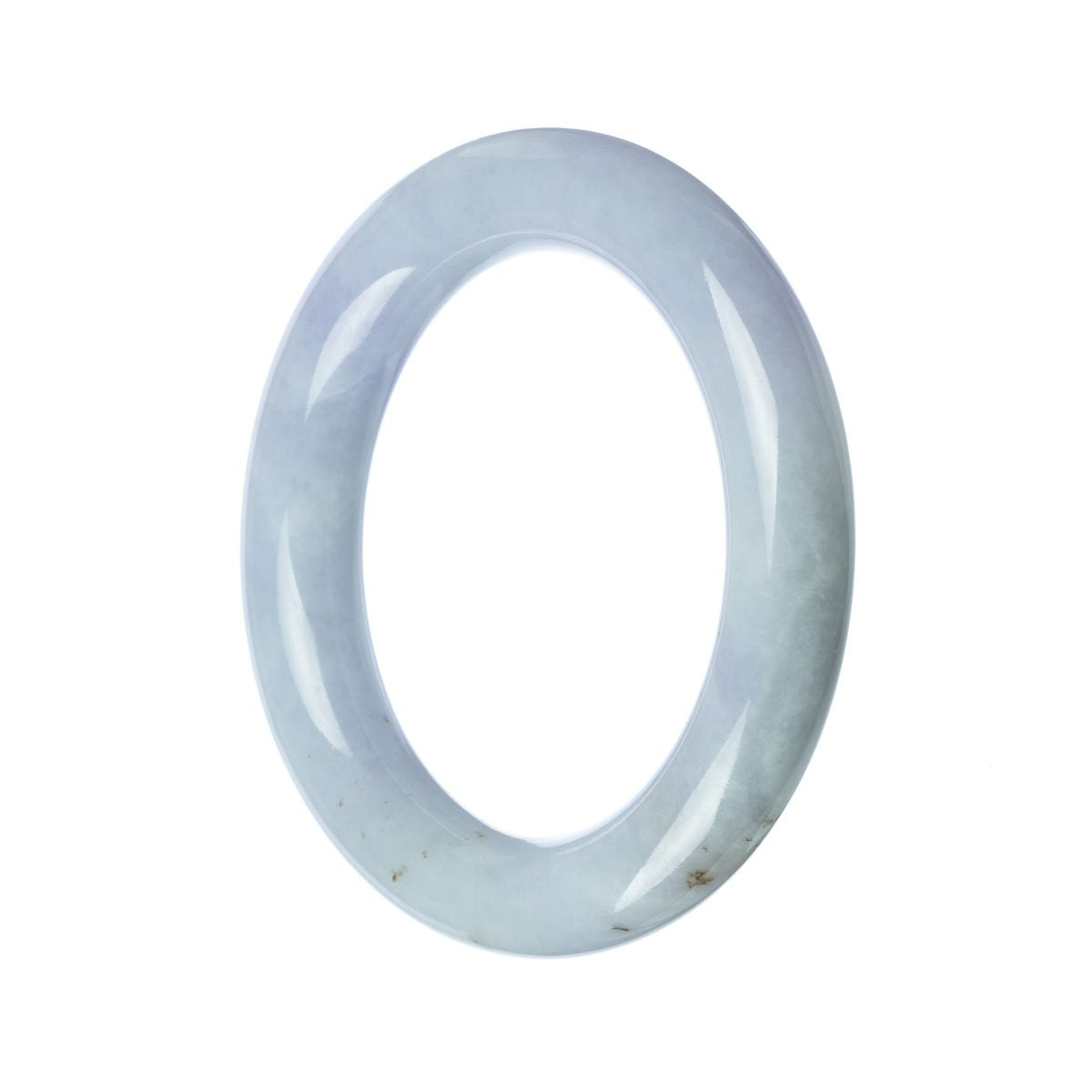 A round bracelet made of genuine untreated Lavender Burmese Jade, measuring 57mm in size.
