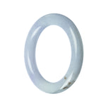 A round lavender jade bangle, measuring 57mm in diameter. The bangle is made of genuine Grade A lavender jade and is sold by the brand MAYS.