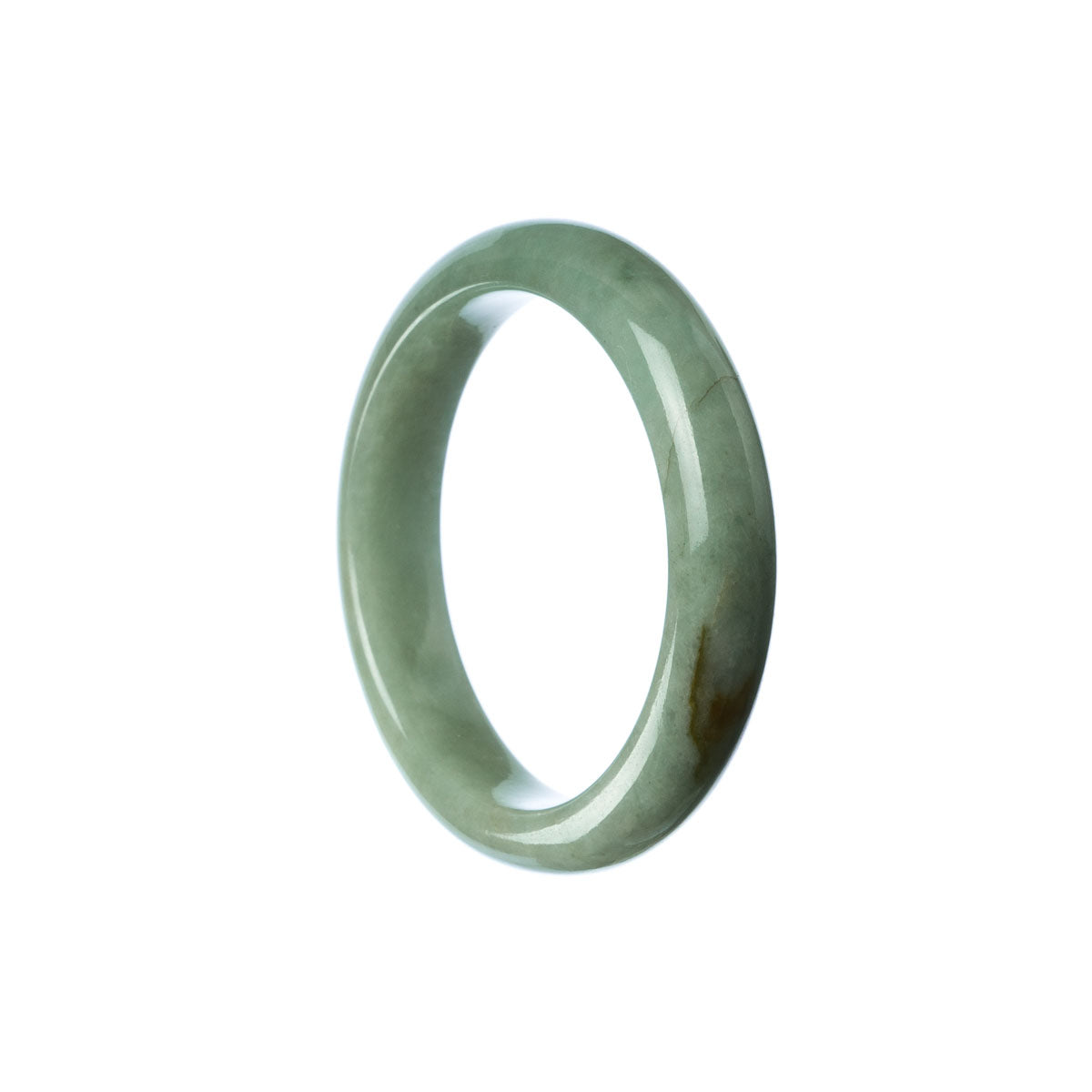 A small, half-moon shaped green jadeite bangle bracelet for children.